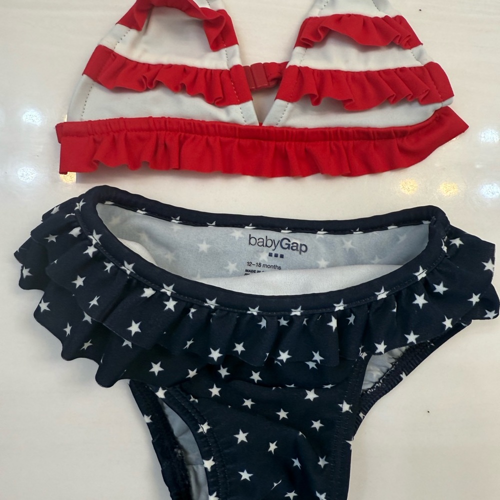 GAP Baby Red and White Striped Bikini Top